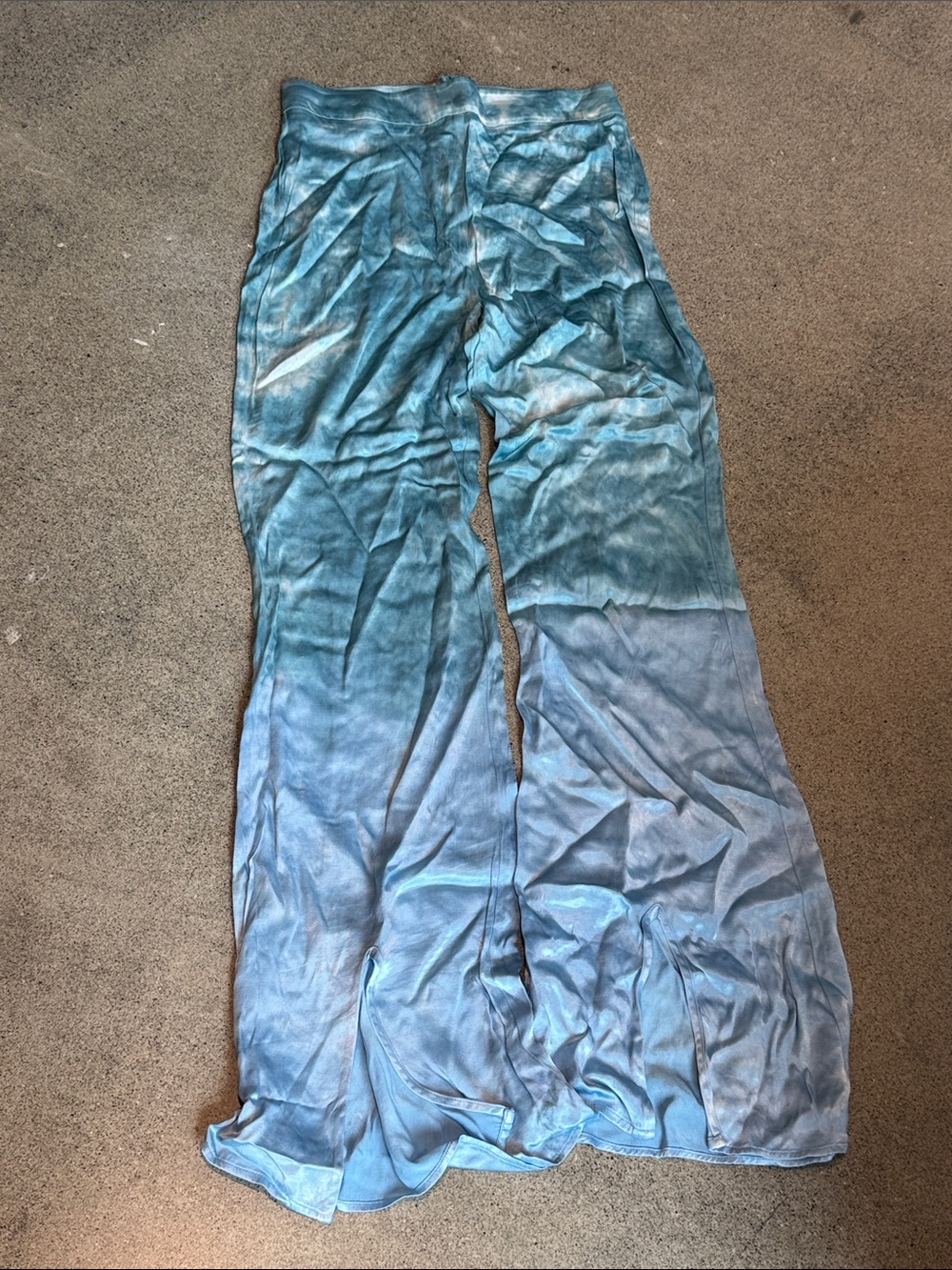 Vintage Blue Teal Ombre Boot Cut Pants